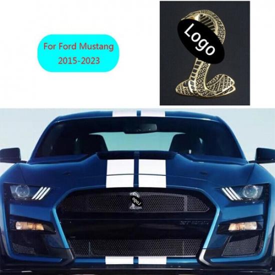 Для Ford Mustang Cobra 2018-2023 Золотая Нержавеющая Сталь Передняя Панель с Логотипом Накладка Левая