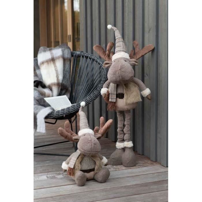 Peluche - J-LINE - Renne Hiver - 30cm - Marron - Tendance & Moderne