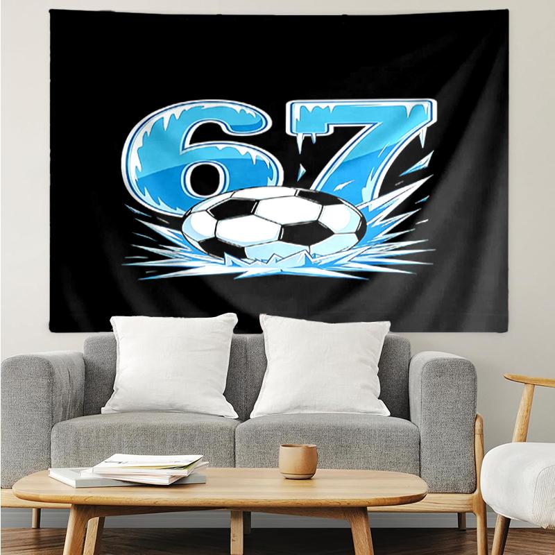 67 Print Tapestry, Backdrop, Easy Setup, Ideal for Bedroom, Office & Living Room, with Aesthetic Wall Hanging Decor.