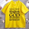 Christian Unisex T Shirt Bible Verse Tshirt Christian Merch Cross Jesus Seek First The Kingdom Tshirt Casual Round Neck Clothes