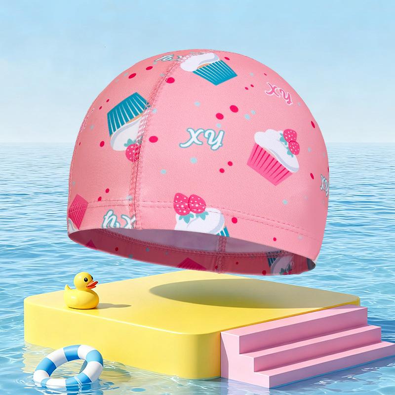 Kinder Niedlicher Aufdruck Badekappe Weicher Atmungsaktiver Stoff Badekappe Für Kinder Jungen Mädchen Sommer Strand Pool Wasserpark