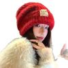 Autumn and Winter Hats Women's Big Head Circumference Knitted Hats Fashionable Versatile Wool Hats Fleece Ear Protectors Warm Cold Hats