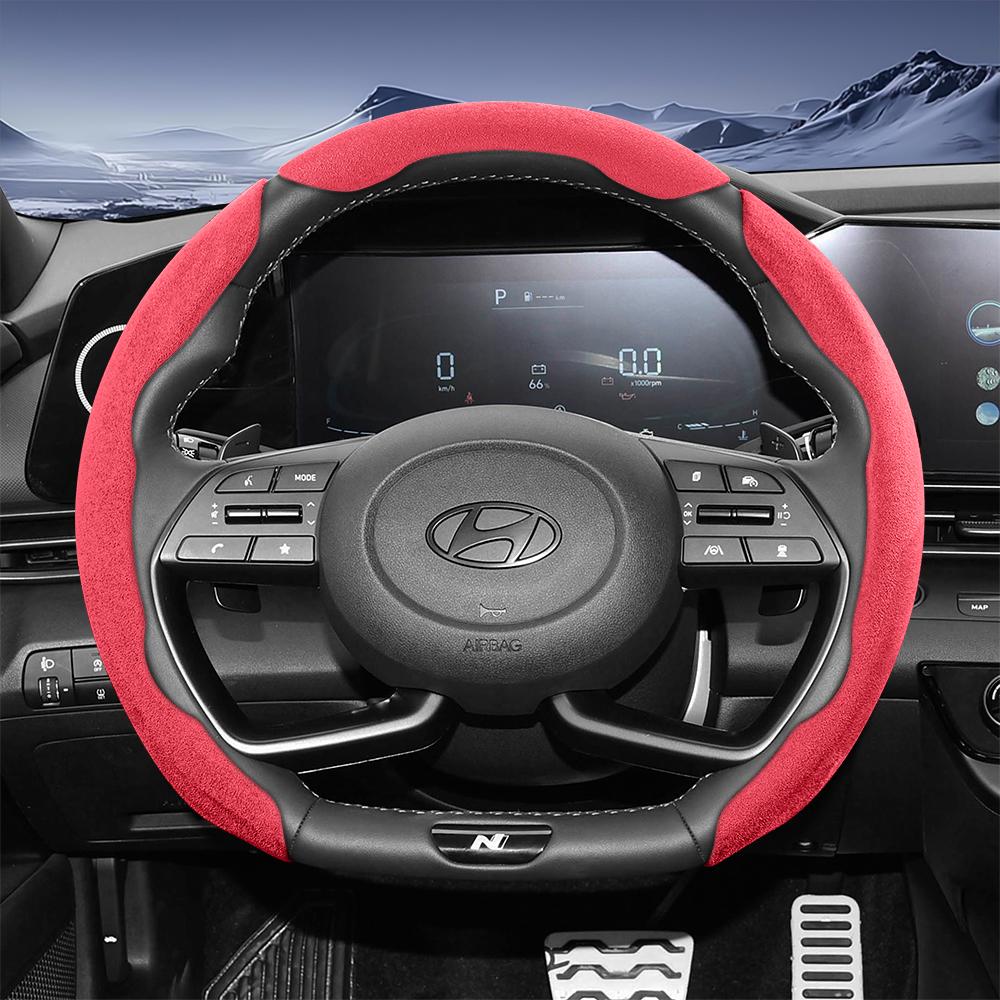 EEJQ9 Suitable for Hyundai Sport Suede Steering Wheel Cover with Split Snap-On Design for Tucson Elantra Avante I30 Sedan Alcazar Grand Creta I10 