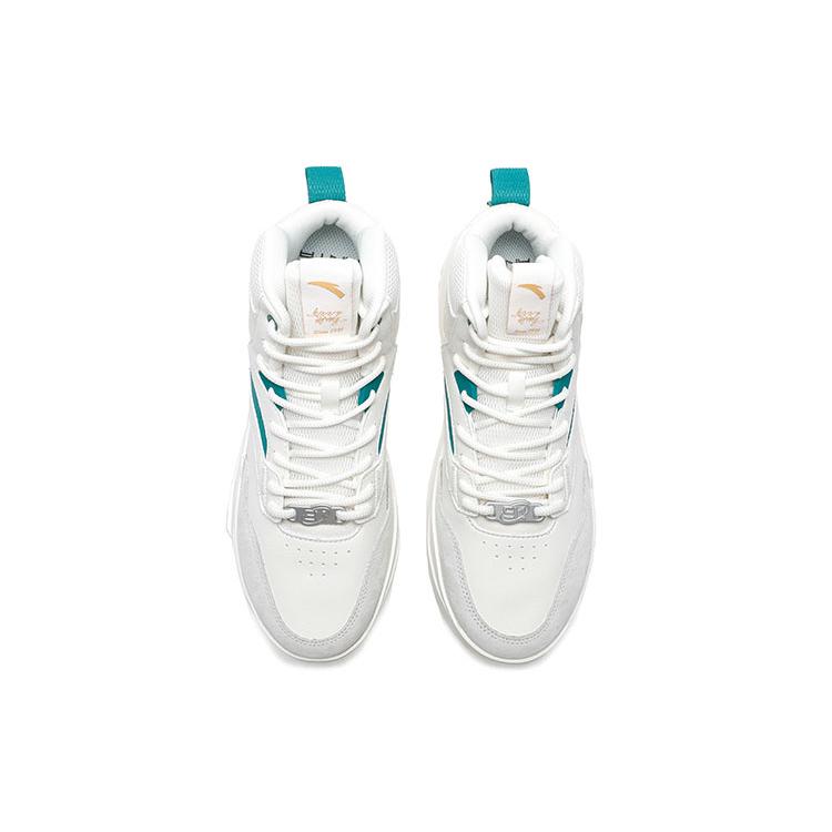 New Anta Life Collection Wear-resistant And Lightweight Low-Top Skateboard Shoes Men's White Green 912238085-2