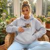 Cat Pouch Pocket Pullover Women Hoodie with Pet Pouch, Solid Color Hooded Sweatshirt Kangaroo Pocket, Casual Top for Carrying Small Dogs Cats