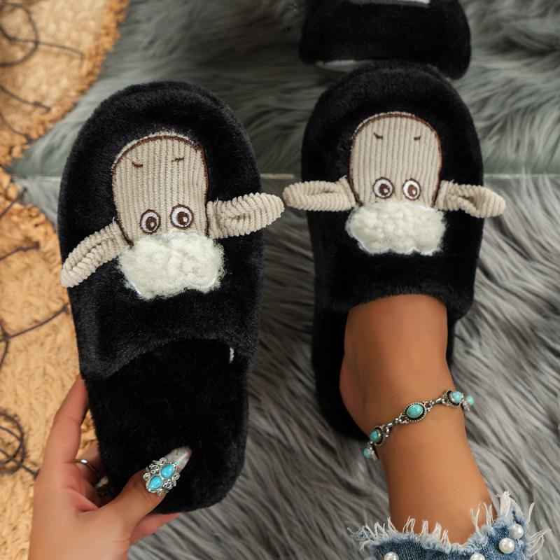 European and American Mao Mao slippers autumn and winter new home leisure flat cotton slippers