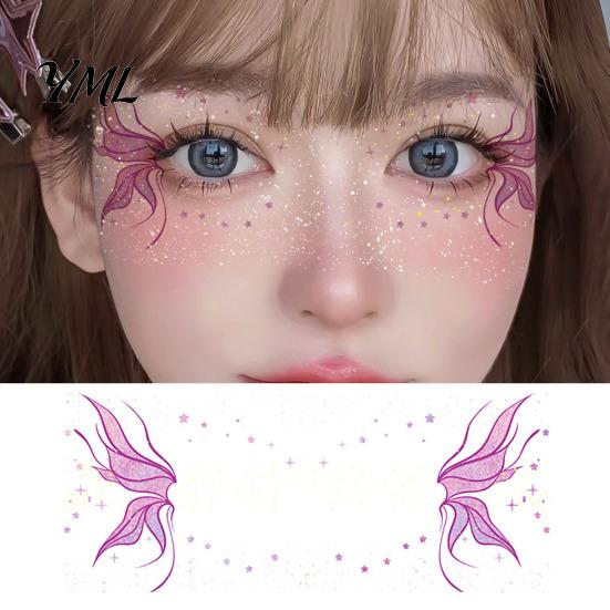 Halloween Face Decoration Glitter Butterfly Stickers, Waterproof Temporary Tattoos for Festival Party Stage Stickers Makeup, Easy Application