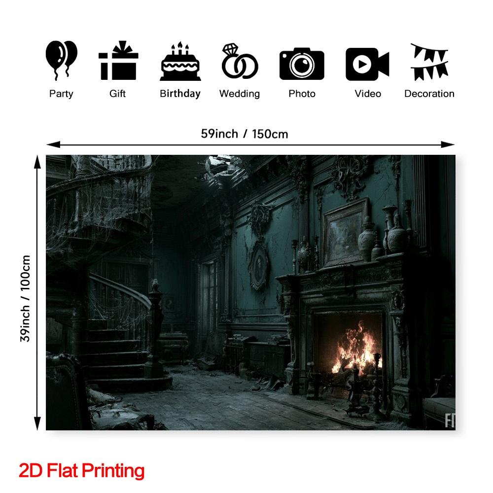 Photography backdrop (2D flat surface) - 1 piece in package. Halloween ghost house photography backdrop.PMJ