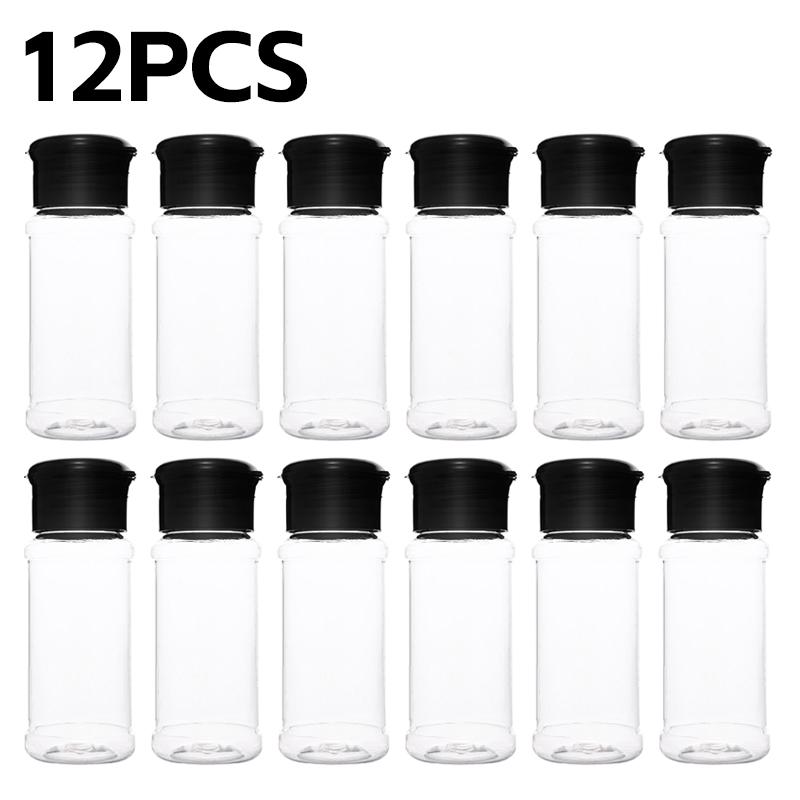 20/1pcs Plastic Spice Bottles with Shaker Lid Salt Pepper BBQ Condiment Seasoning Jars Container Storage Bottle with Stickers