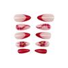 Almond Press on Nail Glossy Fake Nail Stick on Nail in 12 Sizes,24 Pcs French Nail Tips for DIY Nail Art Decorations
