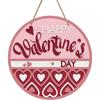 3 Stück Happy Valentine's Day Schild für Haustürdeko, Rot Rosa Liebesherzen Holz Türhänger für Außenbereich Veranda, Valentinstag Holzkranz