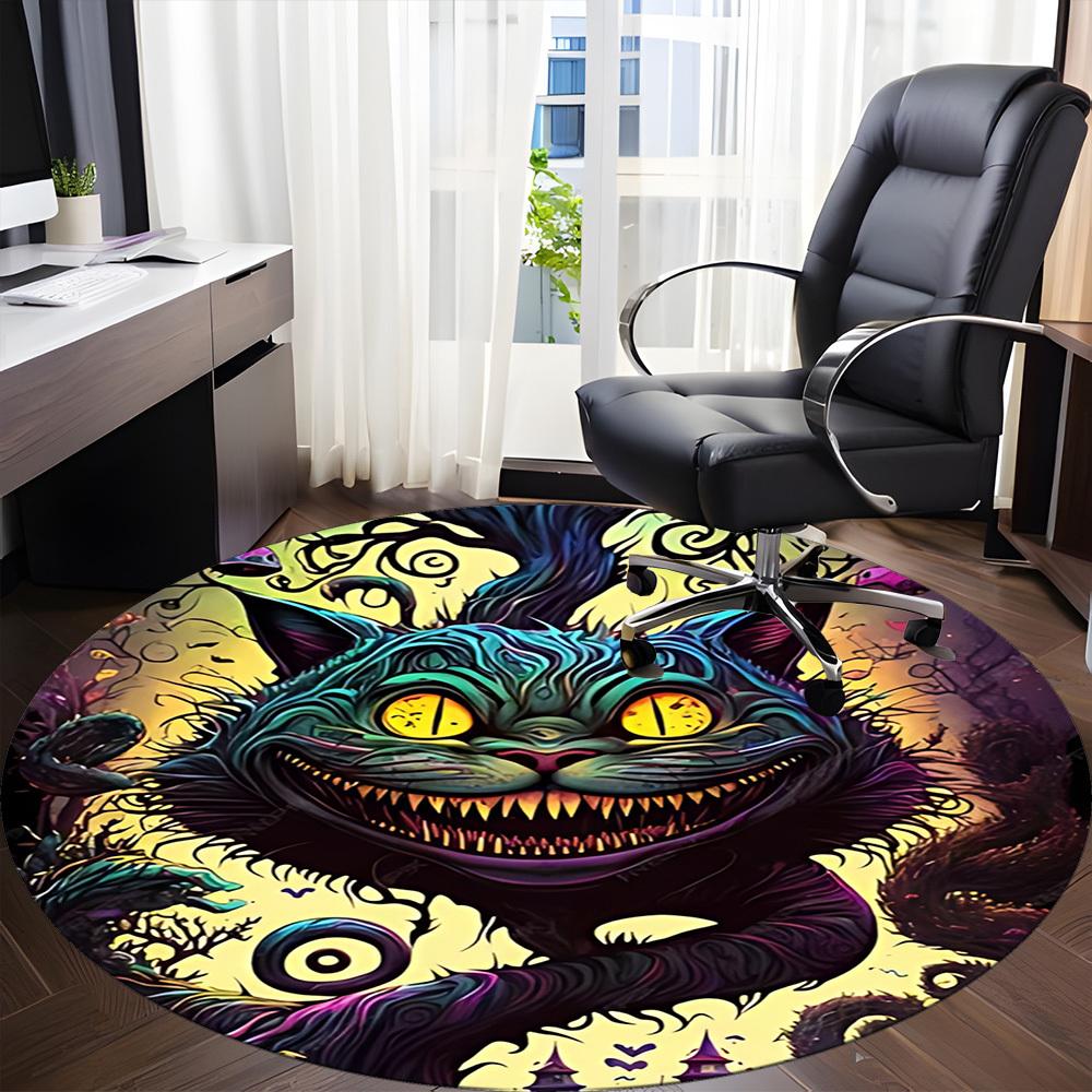 1pc Cat Fantasy Office Round Area Rug, Indoor Mat Suitable For Office, Under Office Chairs Bedroom Living Room Home Decor, Room Deco