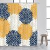 Purple Flowers Shower Curtain Abstract Chrysanthemum Gray Background Autumn Plant Fabric Bathroom Decor Curtains Sets with Hooks