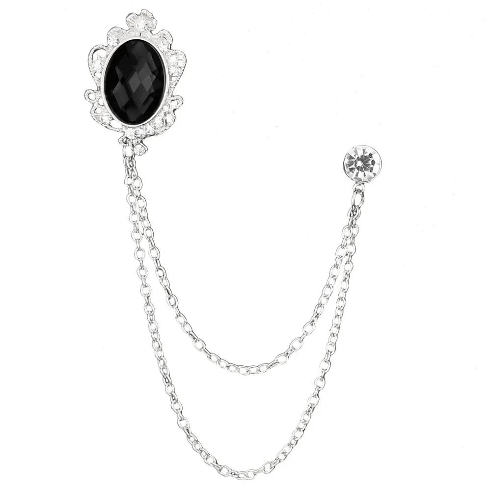 i-Remiel Fashion New Crystal Tassel Chain Brooches Personality Suit Badge Dress Corsage Brooch Jewelry Luxury Men Accessories