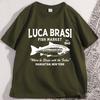 Luca Brasi Fish T Shirt Streetwear Comfortable Mens Cotton Graphic Tee Shirts Round Neck Short Sleeve Casual Tops Male Clothes