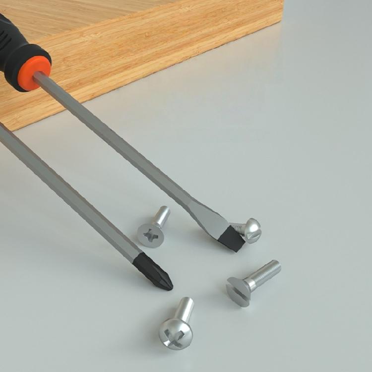 Industrial Professional Crossing/Straight Screwdriver Cushion Grip Lengthen Screwdriver Magnetic Bit Suitable for Household