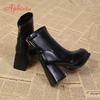 Aphixta Classic Platform Woman Ankle Boots Square Toe Back Zipper 7cm High Heels Sewing Modern Boot Autumn Winer Ladies Shoes