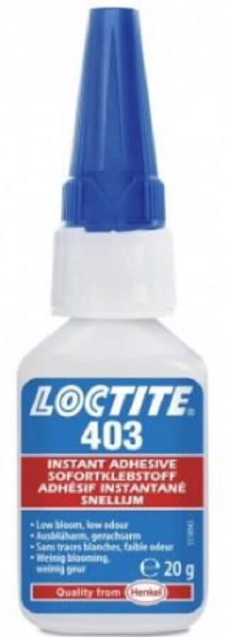 Loctite 403 20G, Instant, Geurarm, Weinig Blooming, Middelviscositeit Cyanoacrylaatlijm Voor Metaal, Kunststoffen, Elastomeren En Poreuze Materialen 20g