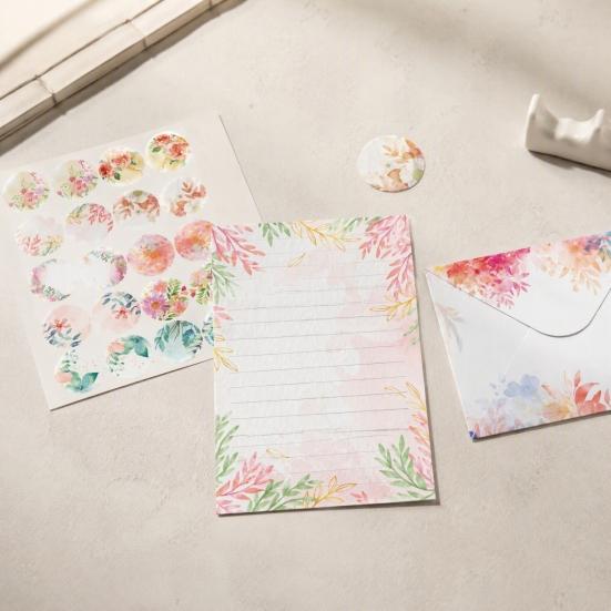 Elegant Stationery Kit for Women Watercolor Letterhead Set, Envelopes Letter Paper And Stickers Romantic Confession Kit, Handwritten Correspondence