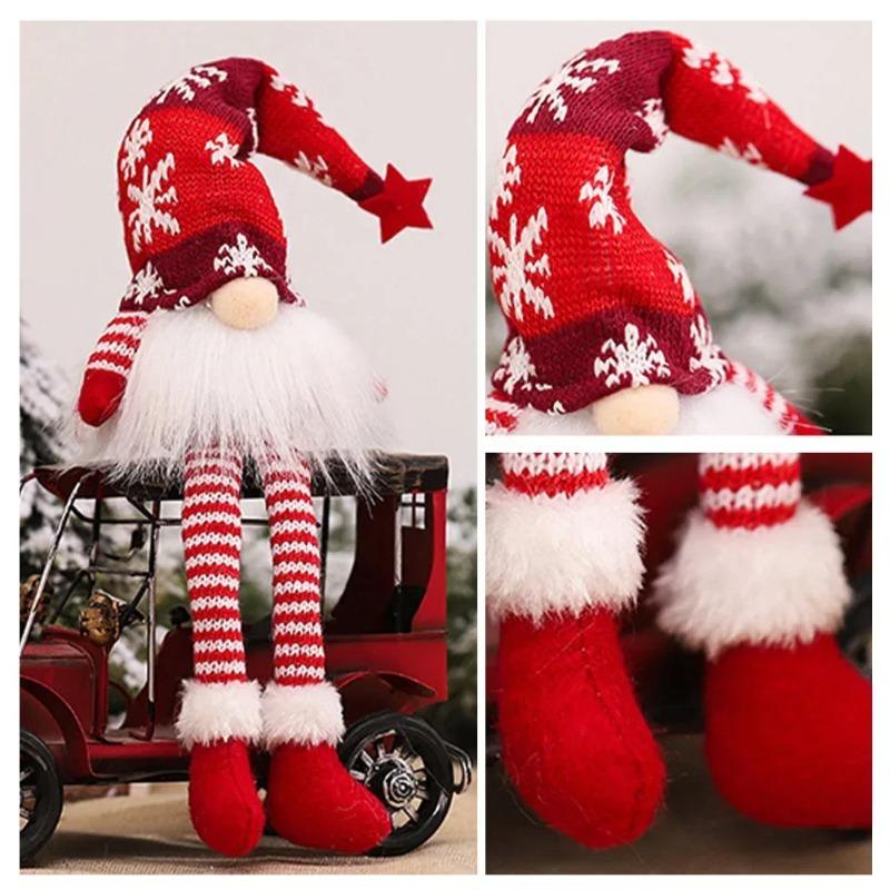 Adornos de Gnomo de Muñeco sin Rostro de Navidad Luz LED Felpa Tejido Manualidades Colgante de Árbol Decoraciones Navideñas para el Hogar Regalo para Niños