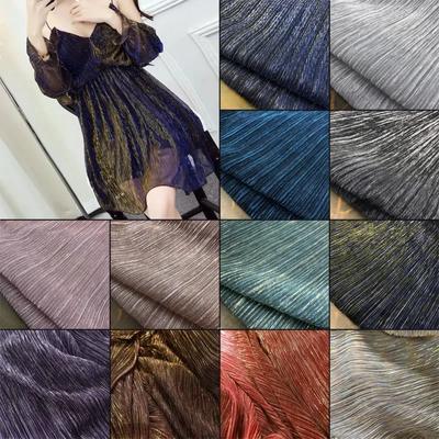 100X150cm Gradient Starry Sky țesătură plasă plisată amestecată tricotate țesături strălucitoare pentru fusta DIY haine Material de cusut