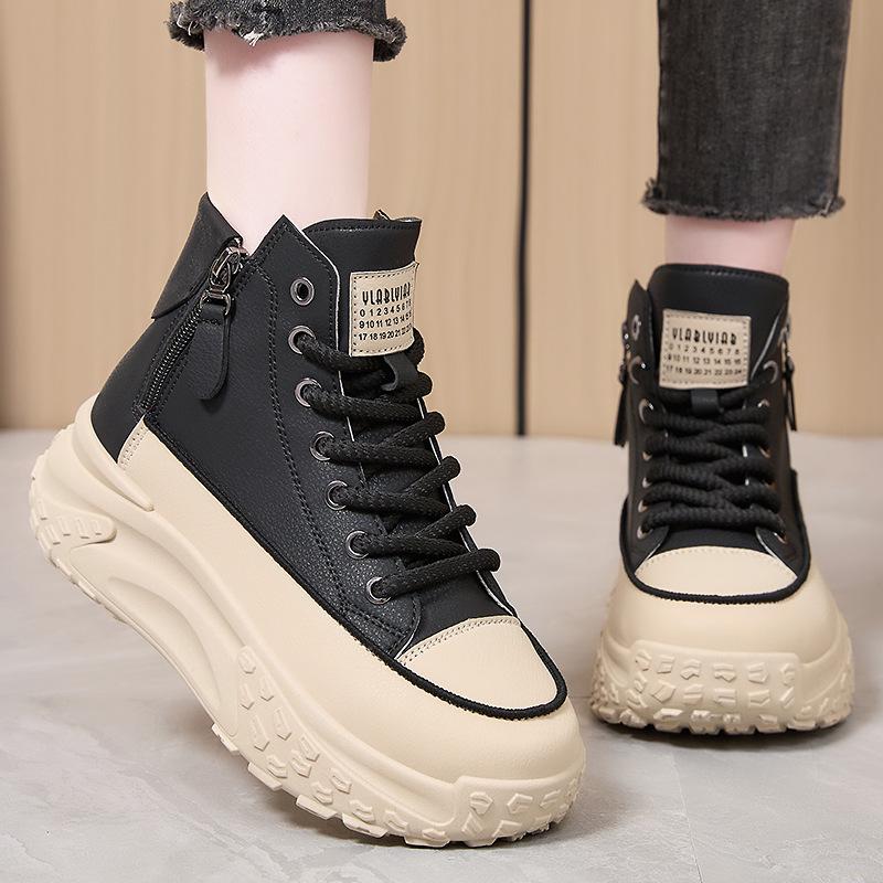 Dad Shoes Are Fashionable and Versatile, Mid-tube Shoes, Casual Thick-soled Sports Shoes, White Shoes, Soft Soles and Comfortable Single Shoes