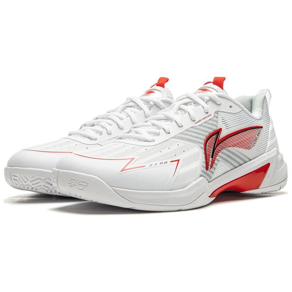 New LiNing Anti Slip And Wear Resistant Breathable Low Top Badminton Shoes Unisex White Red AYZU019-1