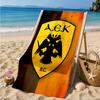 Asciugamano da Spiaggia con Stemma Calcio Aek, Asciugatura Rapida, Facile da Curare, Adatto sia per il Fitness che per le Vacanze al Mare, Essenziale per lo Sport