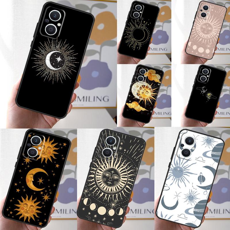 Sun Moon Case For OPPO Reno 11F 11 12 13 F 8T 7 8 10 Pro OPPO Find X8 X6 Pro X3 X5 Lite Cover Fundas