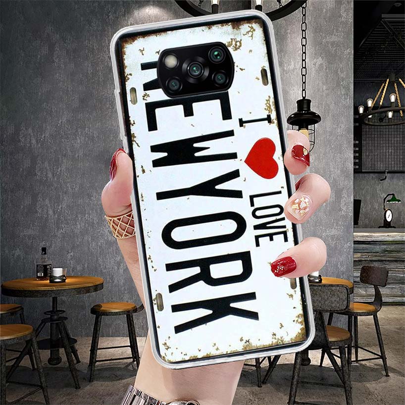 

License New York Plate Number Soft Phone Case For Xiaomi Redmi 15C 15 13C 13 Poco X5 X6 X7 F7 Ultra M7 12C 12 10 10C 9C 9A 9T 9 Redmi 9A