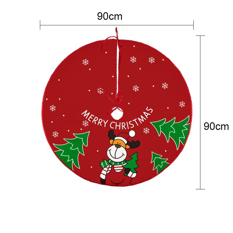 90/60cm Christmas Tree Skirt Red Snowflake Santa Claus Printed Xmas Tree Carpet Christmas Decor Mat New Year for Home Decor