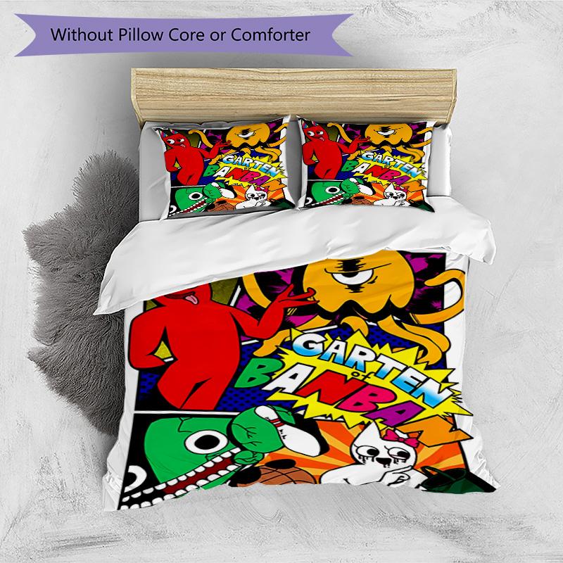 3pcs Duvet Cover Set (1*Duvet Cover + 2*Pillowcase, Without Core), Game Rainbow Friends Print Bedding Set, Bedroom Decor, All‑Season, Birthday Gift