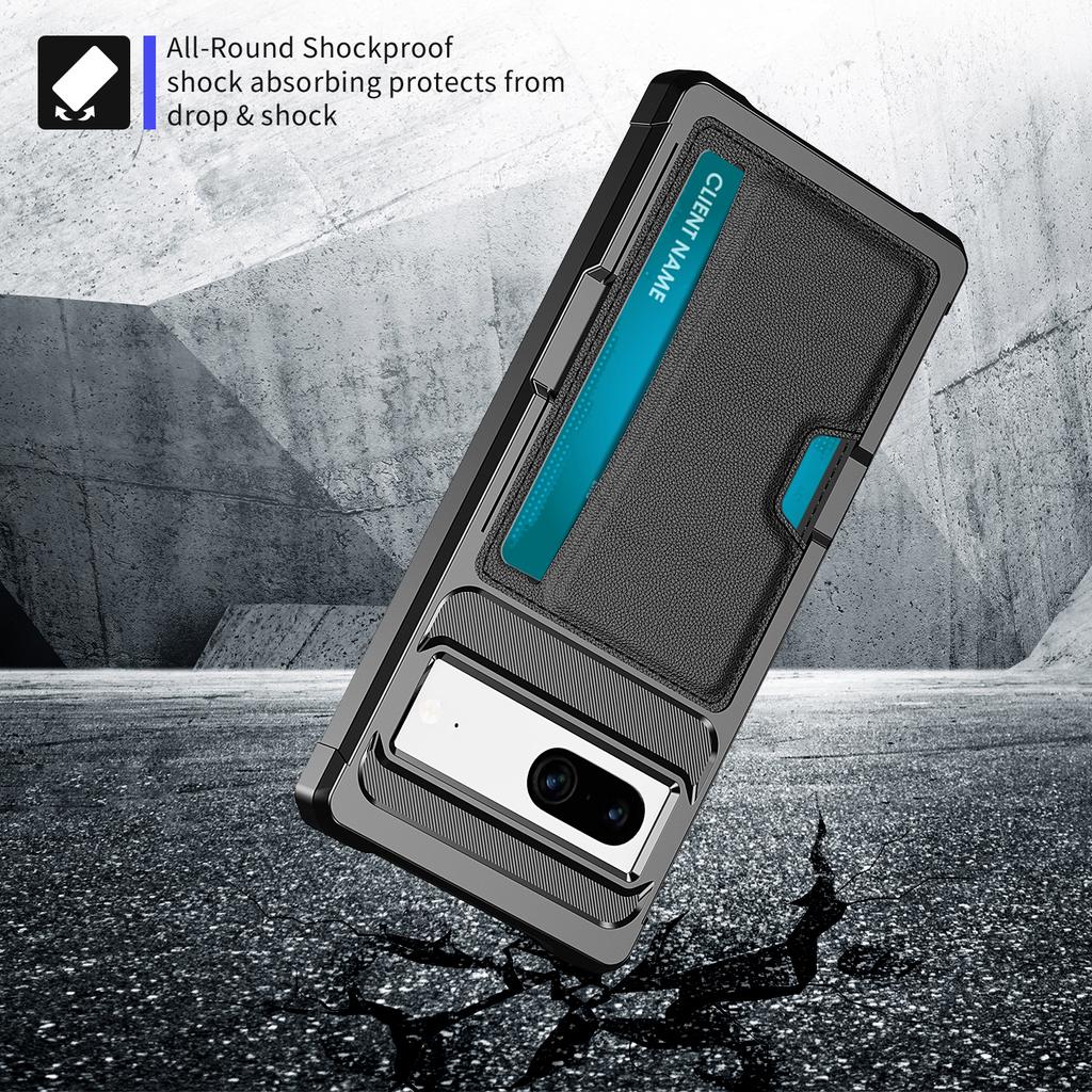 Back Case for Google Pixel 8,ZM02 PU Leather+TPU Card Holder Four Corners Fall Protection Phone Shell