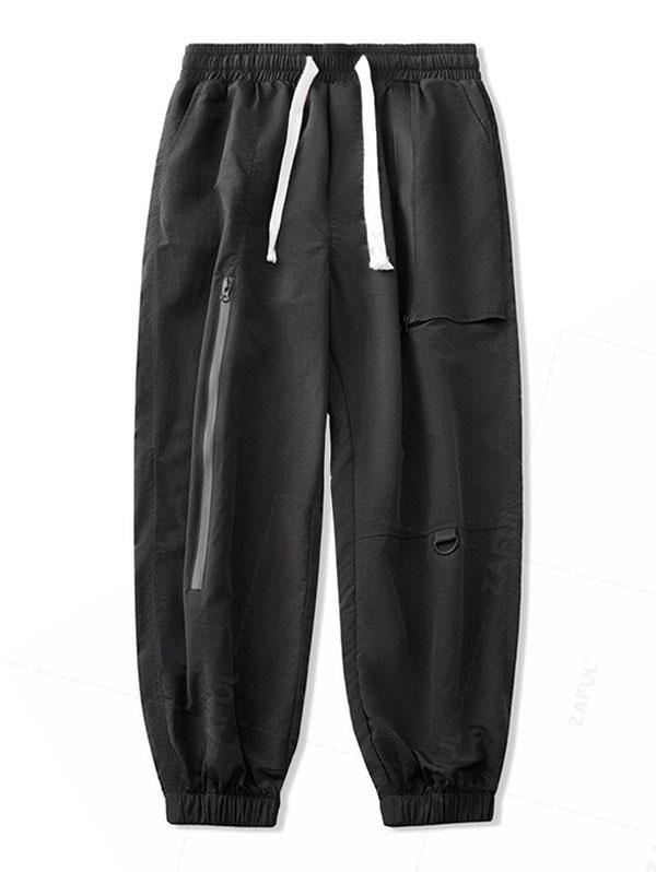 

ZAFUL Zip and Pockets Design Beam Feet Cargo Pants M чёрный