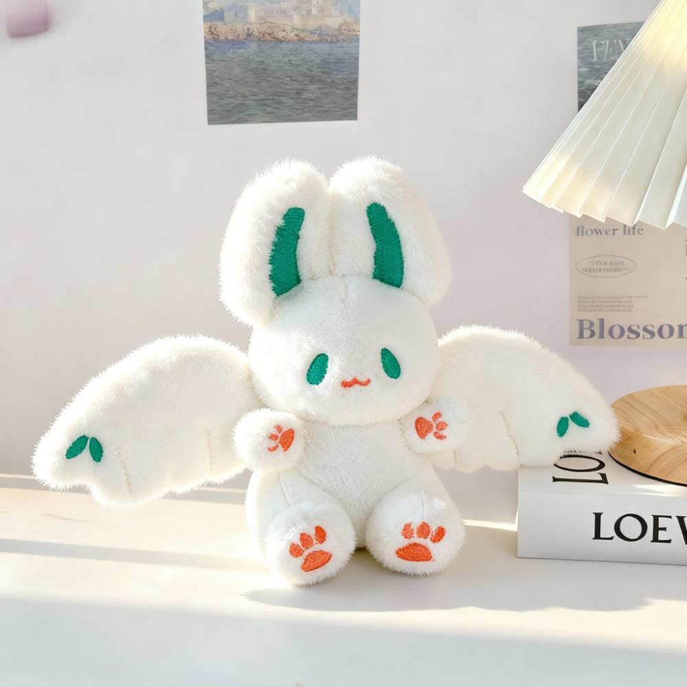 Flying Bat Rabbit Plush Toy Purple Pink White Backpack Charm for Boys Girls Kid Desk Adorable Unique Stuffed Animal Gift Present