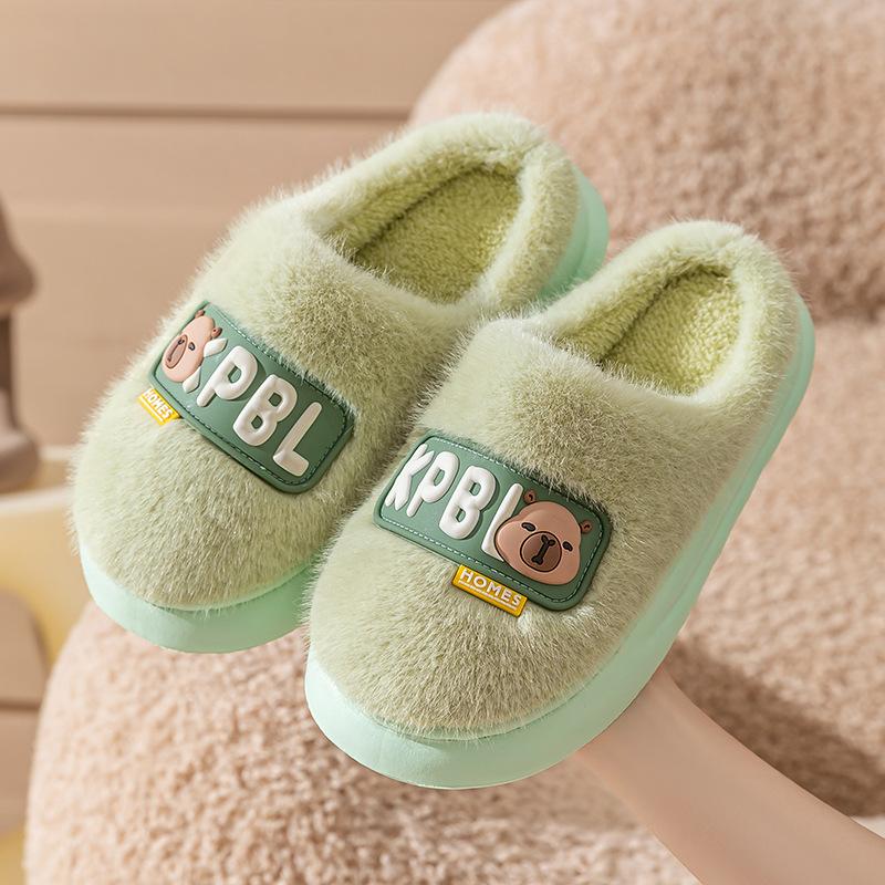 Cotton Slippers Autumn and Winter Indoor Home Thick Bottom Plush Warm Cute Bear Couple Plush Cotton Mop