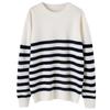 Men's Striped Pure Wool Round Neck Casual Thick Knit Sweater for Autumn & Winter