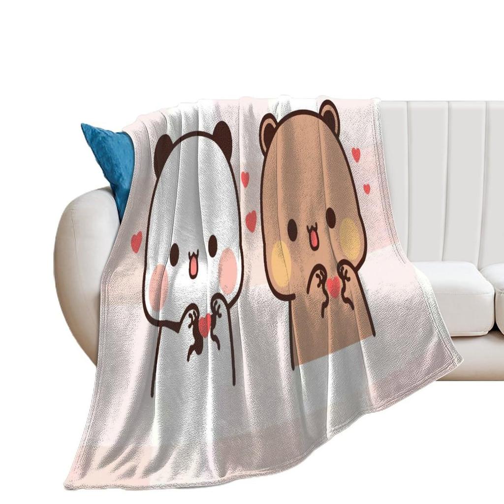 Cute Bear Flannel Blanket Cartoon Animation Digital Printing Air Conditioner Blanket Lunch Break Blanket