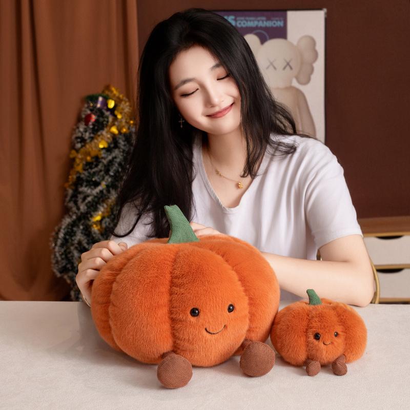 Adorabile Peluche di Zucca Bambola Morbida da Coccolare Peluche di Zucca Morbido Riempito Con Espressione Carina Decorazione per la Casa di Halloween Regali
