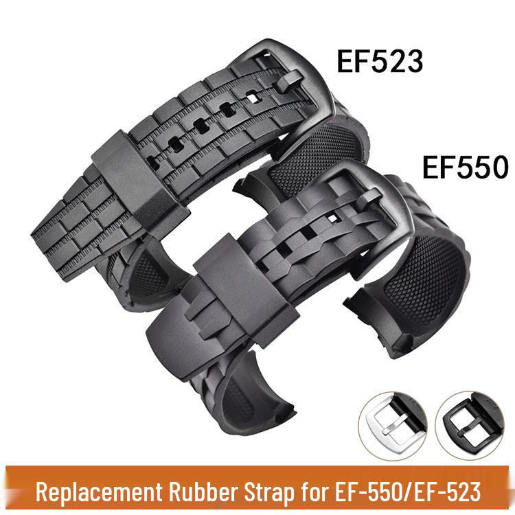 

Casio Edifice EF-550/EF523 Compatible Rubber Resin Replacement Watch Strap EF-550 Black Buckle