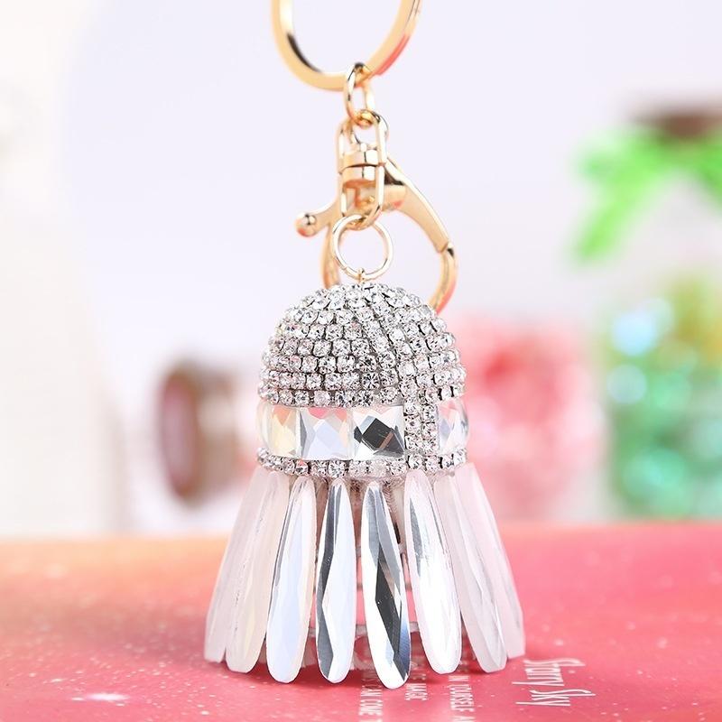 Creative Diamond Badminton Keychain Fashion Girls Bags Car Accessories Car Accessories Sticker Jewel
