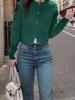 Women's Cable Knit Cardigan Sweater: Autumn/Winter Round Neck Solid Color Knitwear Top