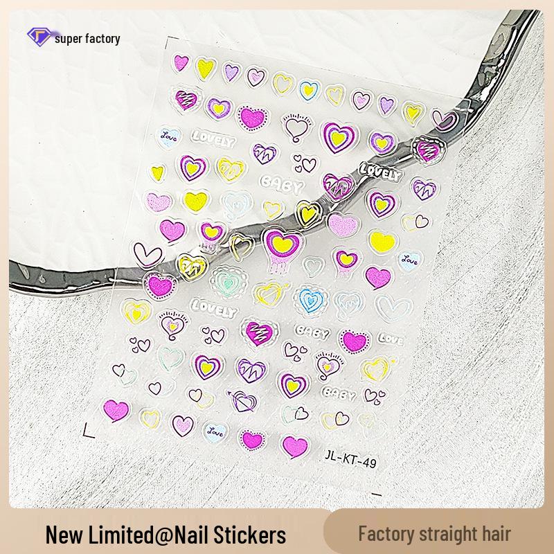 

Jiaolong Heart-Shaped 3D Embossed Nail Art Stickers - Trendy Wearable Appliques