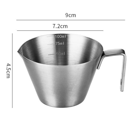 Stainless Steel Espresso Measuring Cup with Scale 100ml Capacity Mini Pouring Cup with Handle Food Grade Accurate Measuring Cup for Coffee Milk Sauce