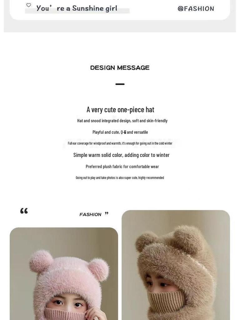 Children's Wool Knit Hooded Hat & Scarf Combo - Windproof, Ear-Protection Pullover for Boys & Girls