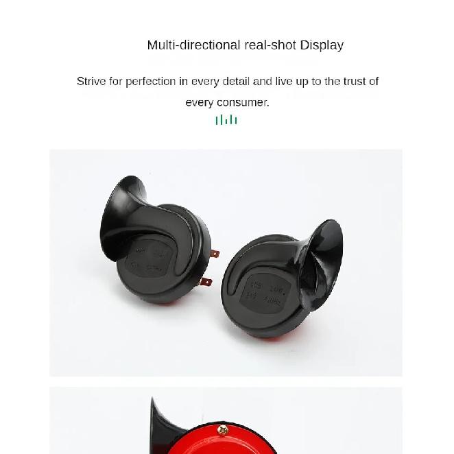 HQ Vehicle Snail Horn 12V/24V Trumpet Air Horn Motorcycle Horn for Trucks Vehicle Horn Electric Snail Waterproof Alarm 120DB