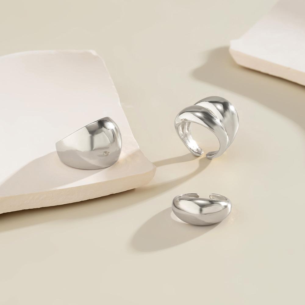 Metal Texture Ring Set Smooth Surface Ring Fashion Open Ring