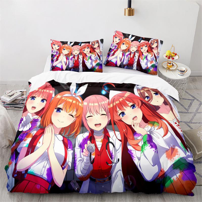 Serie Animata Stampa Digitale 3D Set Biancheria da Letto Tre Pezzi Lenzuolo Copripiumino