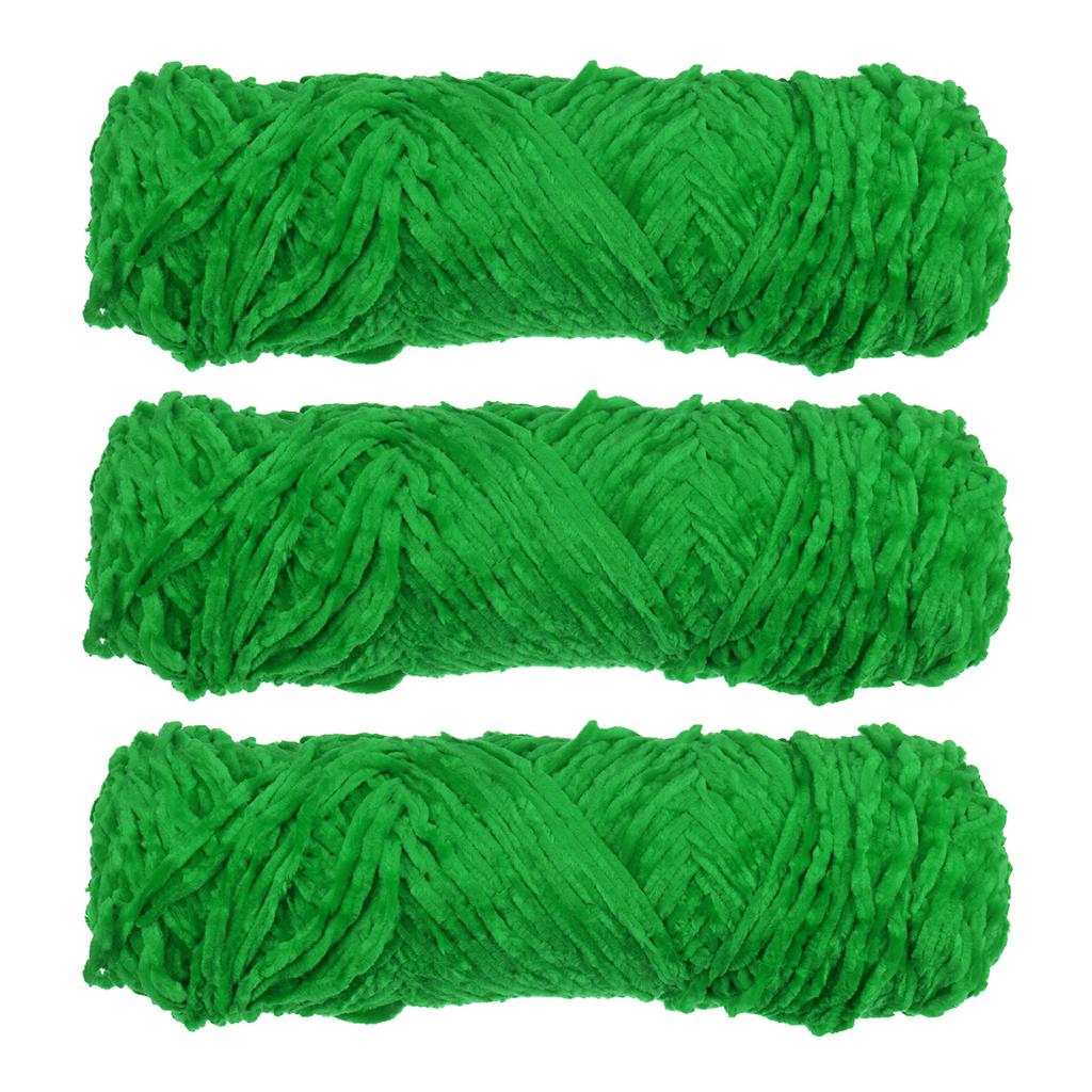 3 Skeins Chenille Yarn Soft Blanket Yarn Polyester Velvet Fancy Fluffy Yarn Knitting for Crochet Weaving Scarf, White
