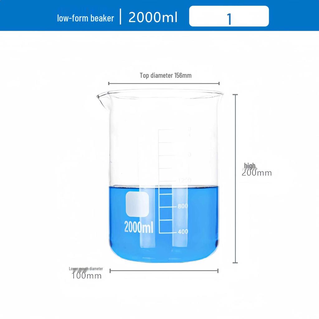 Pahar de laborator gradat din sticlă borosilicată de înaltă calitate, rezistent la căldură, disponibil în mărimi de 5/50/100/250/1000/2000ml